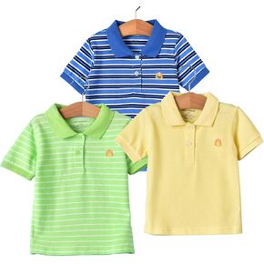 Toddler Baby Boys Girls T-Shirt Short Sleeve Polo Shirt Stand Collar Stripes Tops Tees Summer Casual Cotton Outfits Clothes
