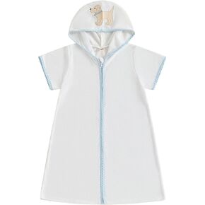 Baby Girls Boys Terry Cloth Swim Cover Up Zip Up Hooded Bathing Suit Coverup Wraps Kid Summer Pool Beach Swimsuit