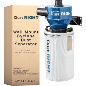 4" Wall-Mount Cyclone Dust Separator - Space-Spacing Cyclone Dust Collectors for Woodworking - Two-stage System Sawdust Collector for Airflow - Easy-to-Assemble Dust Collection Fittings