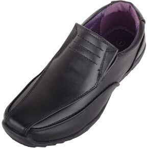 ABSOLUTE FOOTWEAR Childrens Kids Infants Boys Formal Faux Leather Slip On Padded School Wedding Shoes