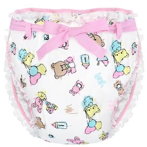 Littleforbig Silky Adult Ribbon Omutsu Diaper Wrap Cover Washable Adjustable Reusable Waterproof - Baby Cuties L