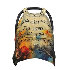 Vintage Music Note Baby Car Seat Canopy Cover, Multi Use Breathable Nursing Breastfeeding Covers for Mom Soft Stroller Sun Shade Newborn Shower Gift