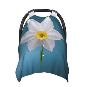 White Daffodil Baby Car Seat Canopy Cover, Multi Use Breathable Nursing Breastfeeding Covers for Mom Soft Stroller Sun Shade Newborn Shower Gift