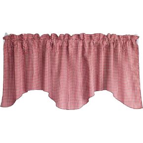 Cotton 1/8inch Gingham Checkered Print Scalloped Wave Cotton Window Valance Home Décor Bedroom Nursery Kitchen Window (Lavender)