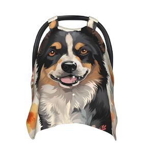 Cattle Dog Florals Baby Car Seat Canopy Cover, Multi Use Breathable Nursing Breastfeeding Covers for Mom Soft Stroller Sun Shade Newborn Shower Gift