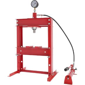 10 Ton Hydraulic Shop Press, H-Frame Hydraulic Benchtop Press w/Adjustable Height, Garage Floor Press with Pressure Gauge, for Metalworking, Bending, Stamping