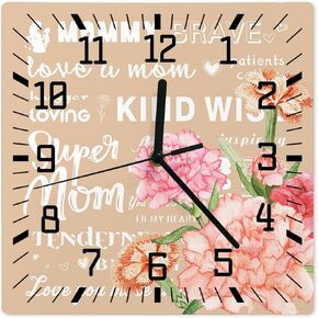 حائط clockcarnation زهرة الأم بطارية الطفل تعمل الساعات الصامتة غير المحسوبة من نوع Wallclock الحكماء Super Mom Squar