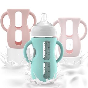 3PCS Set of Silicone Sleeves for Philips Avent Glass Bottle with Handles, It is Designed for Avent Glass Bottles, Compatible with Phillips Avent Glass Bottles 8 oz, and Easy to Clean and Sterilize