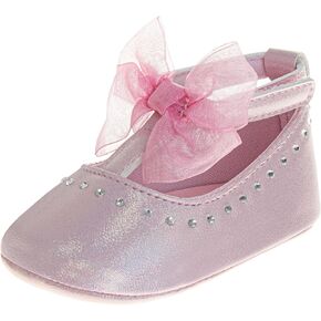 Josmo Baby Girls Sonchals Soft Sole Bow Butterfly Flower Princess Dress Mary Jane Flats Sandals Newborn Size 2-4 Infant