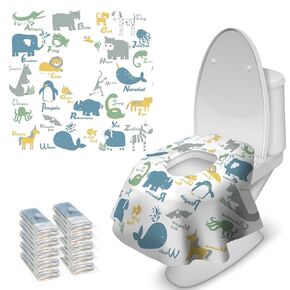 Blissful Diary 30 Pcs Toilet Seat Covers Disposable for Toddlers & Adults, Extra Large Waterproof, Portable Package for Travel, Kids Potty Training
