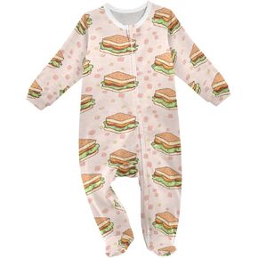 vvfelixl Cartoon Delicious Sandwich Baby Sleepers for Girl Boys Newborn Baby Play One-Piece Footies for 0-3 Months