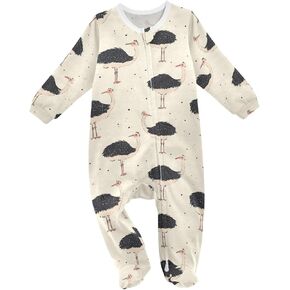 vvfelixl Cartoon Cute Ostriches Baby Sleepers for Girl Boys Newborn Baby Play One-Piece Footies for 0-3 Months
