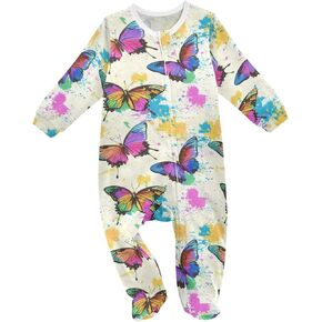 vvfelixl flash butterfly baby sleepers for girl boys jetborn baby play قطعة واحدة من 0-3 أشهر