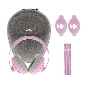 Nuby Soft Sounds 2-in-1 Noise-Canceling Baby Earmuffs with Travel Case - Adjustable Noise Protection for Infants and Toddlers - White