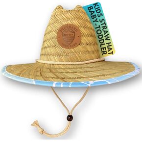 Sunguard Swim Baby, Kids Straw Hat (6mos-8yrs) UV Toddler Lifeguard Hat for Beach - Surf Hemlock Kids Sun Hat for Boys, Girls