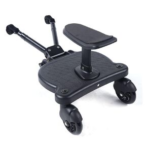 Universal Stroller Board, 2-in-1 Sitting Standing Stroller Rider Board with Detachable Seat Pram Pedal Adapter for Most Strollers, Holds Children Up to 55Lbs 3-7 Years