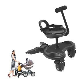 Universal Stroller Board 2 In1 Sit and Stand Stroller Board with Detachable Seat Adjustable Connector and Shock-Absorbing Wheels, Up to 55 lbs