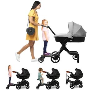 لوحة عربة يونيفرسال مع مقعد قابل للفصل للآباء الجدد ، 2 في 1 Sit & Stand Stroller Board ، Board Stroller Standing ، مرفق عربة الأطفال لركوبه ، يحمل الأطفال حتى 55 رطلاً