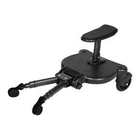 Universal Stroller Board with Detachable Seat 360° Wheels, 2in1 Sit Stand Buggy Board, Black Stroller Attachment for Toddlers Up to 55 lbs