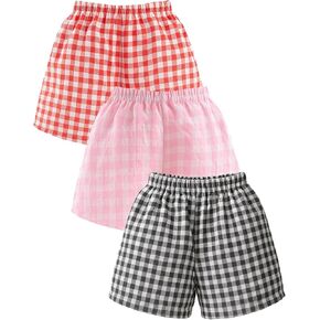 3 Pack Toddler Baby Girl Boy Gingham Shorts Infant Plaid Seersucker Casual Elastic Waist Shorts Pants Bottoms Summer