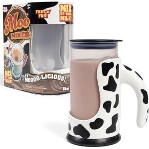 Hog Wild Moo Mixer Supreme Chocolate Milk Mixer - 16 Oz Cup + No Spill Sip Lid & Easy To Clean Detachable Base - Automatically Mixes Powder & Syrup - Dishwasher Safe, Portable, Safe for Children