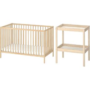 SNIGLAR 2-piece baby furniture set, 60x120 cm, beech