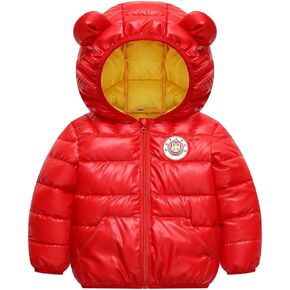 Toddler Infant Bear Ear Hooded Down Coat Baby Luminous Rabbit Pattern Windproof Zip Puffer Jacket Winter Warm Outerwear