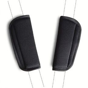 SeedFuture Baby Stroller Seatbelt Covers with Hook&Loop Black 2 Pack, Adjustable and Universal Pushchair Shoulder Belt Cushion Pads for Children Kids Newborn