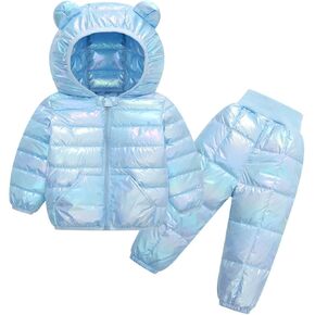 Toddler Baby Winter Bear Ear Puffer Coat Set Warm Windproof Padded Thick Parka Outfits Kids Casual Outerwear Jacket