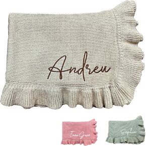 Knit Personalized Baby Blanket Custom Name Embroidery Soft Knitted 30x40in Pink in Saudi Arabia