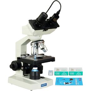 OMAX 40-2500X LED Digital Coort Compound Microscope 1.3mp Camera + Blank Slides + Covering + Lens Paper