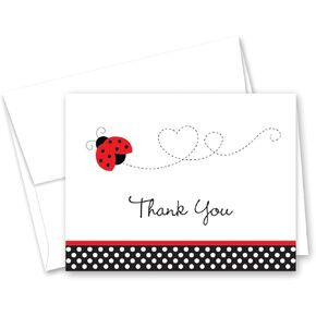 MyExpression.com 50 Cnt Cute Flying Ladybug Baby Kids Thank You Cards
