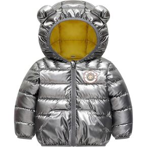 Toddler Baby Bear Ears Hooded Down Coat Infant Luminous Rabbit Pattern Windproof Puffer Jacket Winter Warm Zip Outerwear