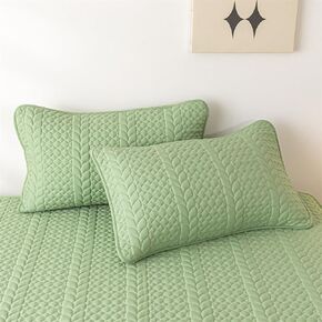 Mattress Protector, Quilted Fitted Mattress Pad Deep Pocket Up to 11" Bed Mattress Cover Noiseless Soft Breathable Washable (Green,2 Pillowcases19 x29)