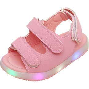 Toddler Dress Shoes Girls Toddler Kids Summer Girls Sandals Sport Shoes LED Baby Boys Luminous Baby (Pink, 18-24Months)