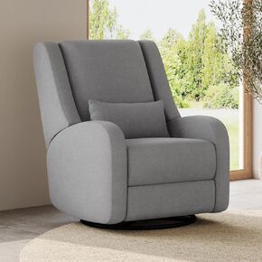 تربية و Wingback Plus - كرسي Premium Power للحضانة | كرسي شراعي مقاوم للبقع مع USB و Lumbar & Head Support-Modern Baby Room (رمادي)