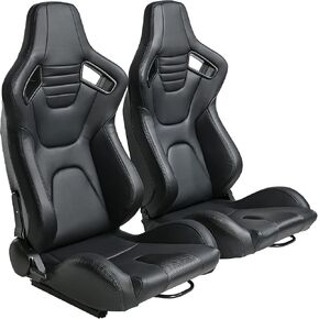 Comfortable Racing Seat for Gaming and Office Use, Adjustable Design, Durable Vinyl Material, Black