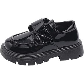 Baby Girls Platform Loafers, Chunky Loafers for Kids, Non-Slip Texture 𝗢xfords PU Leather Wedding Dress Shoes