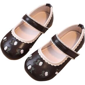 Girls Dress Shoes Flower Embroidery Flat𝐬 Toddler Cute Floral Print Mary Jane Flat𝐬 for Wedding Part𝐲 Wedding
