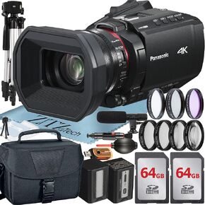 Panasonic HC-X1200 Camcorder with 2 Pack 64GB Memory Card + Case + Microphone + Filter Kit Accessory Bundle