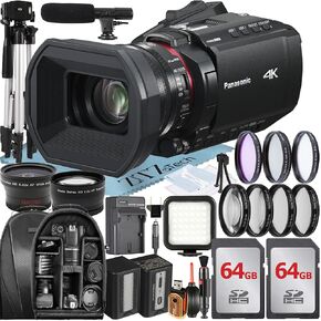 Panasonic HC-X1200 Camcorder with 2 Pack 64GB Memory Card + Backpack + LED Flash + Widgeangle Accessory Bundle