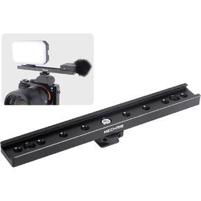 7 Inch Cold Shoe Mount Bracket Cold Shoe Extension Bar, Aluminum Sliding Rail Hot Shoe Mount Bracket with 1/4" & 3/8" Thread for DSLR Camera LED Video Light Microphone Monitor (62033)