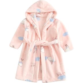 Toddler Baby Boys Girls Cartoon Bath𝗿obes Flannel 𝗡ight-𝗿obe 𝐒leepwear Winter Hooded 𝐏ajamas with Belt