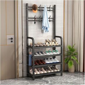 Coat Rack Stand Clothes Rack Stand, Garment Racks, Clothing Hat Shoe Handbag Scarves Organizer, Bedroom Entryway Hall Cloakroom Storage Hanger, Shelves(White,60x27x170CM/23.63x10.63x66.93in)