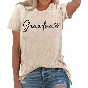 Grandma Shirts for Women Nana T Shirt Heart Printed Casual Gigi Short Sleeve Gifts Letter Graphic Loose Tee Tops