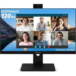 23.8" Business Webcam Gaming Monitor, 1080P IPS 120HZ, Video Conference Monitor - Built-in Adjustable 3MP Webcam, Mic Array, Speakers, Eye Care, Frameless, HDMI, DP, VGA, USB 2.0
