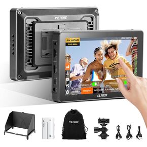 VILTROX DC-L1 7" Camera Field Monitor, 4K HDMI Input/Output, 1280x800 Video External Touchscreen with 3D LUT, Waveform, Peaking, False Color, Sunshade Hood, Battery for Sony Canon Nikon Fuji DSLR