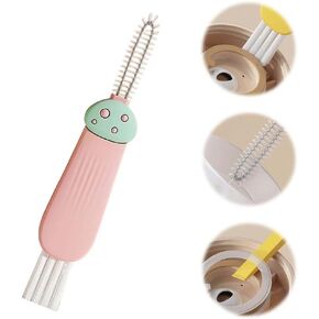 3 in 1 Cup Lid Cleaning Brush, New Multifunctional Crevice Portable Cup Lid Cleaning Brush for Bottle Gap Tight Spaces Cup (Red)