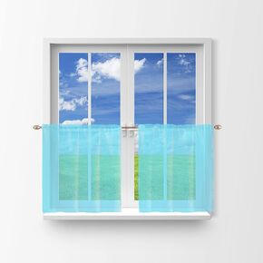 Solid Sheer Organza Tier Window Valance 2 Piece Set Home Décor Bedroom Nursery Kitchen Window (Yellow)