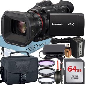 Panasonic HC-X1500 4K كاميرا الفيديو الاحترافية مع WIFI + CASE + 64 جيجابايت بطاقة ACCESORY ، الأسود